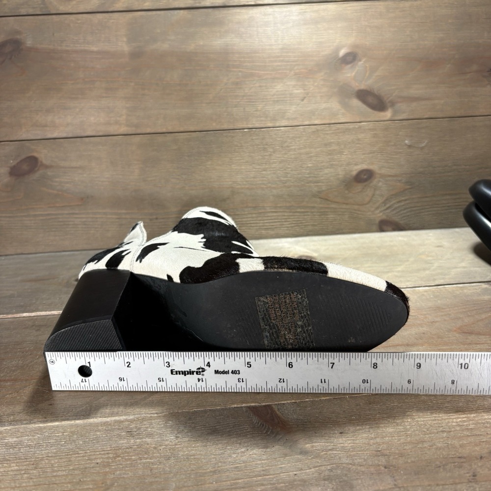 steve madden womens size 8.5 shoes black white cow print slip on ankle boots - Picture 11 of 11
